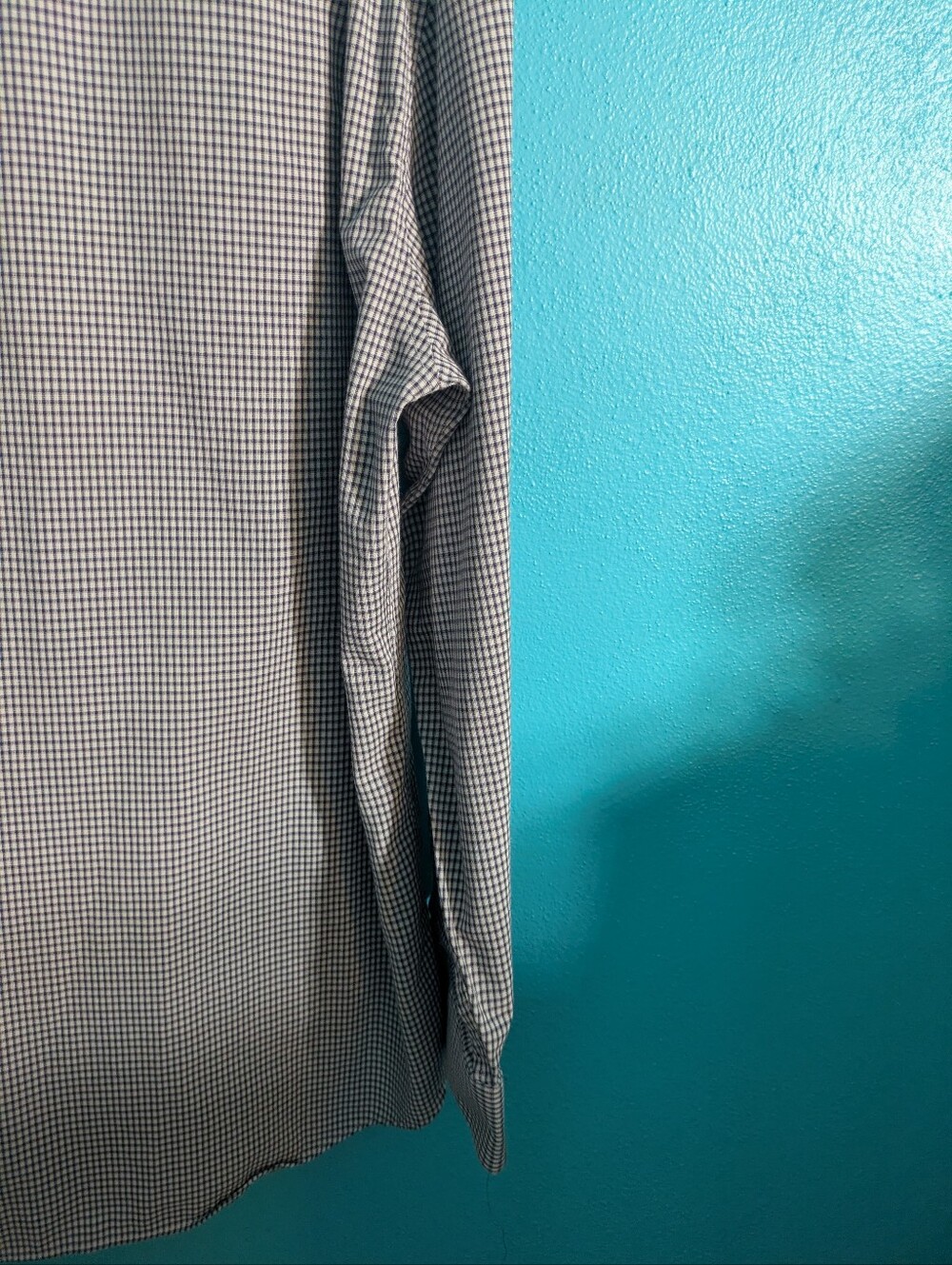 Preppy Office Kenneth Cole Men's Navy and White Micro-Check Dress Shirt - Picture 8 of 8